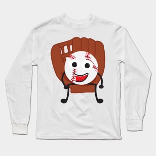 Cute Cartoon Baseball Ball and Glove Long Sleeve T-Shirt